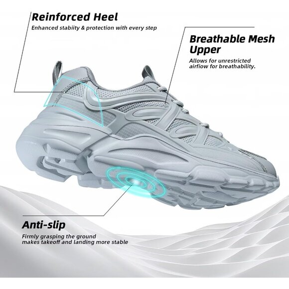 Women's Grey Slip-On Running Shoes Lightweight Mesh Walking Sneakers for Gym - Picture 5 of 7